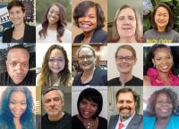 The inaugural members of the College of Sciences Staff Advisory Council (left to right, top to bottom): Blandford, Ewers, Floyd, Harris, Kim, Longstreet, Marzo, Nagle, Onstine, Pettaway, Pierre, San Miguel, Sims-McDaniel, Wallom, Whitt.