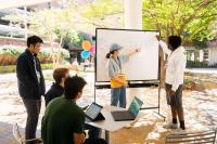 With the new outdoor Math Lab, students can now work in collaboration with teaching assistants and each other to reach solutions.