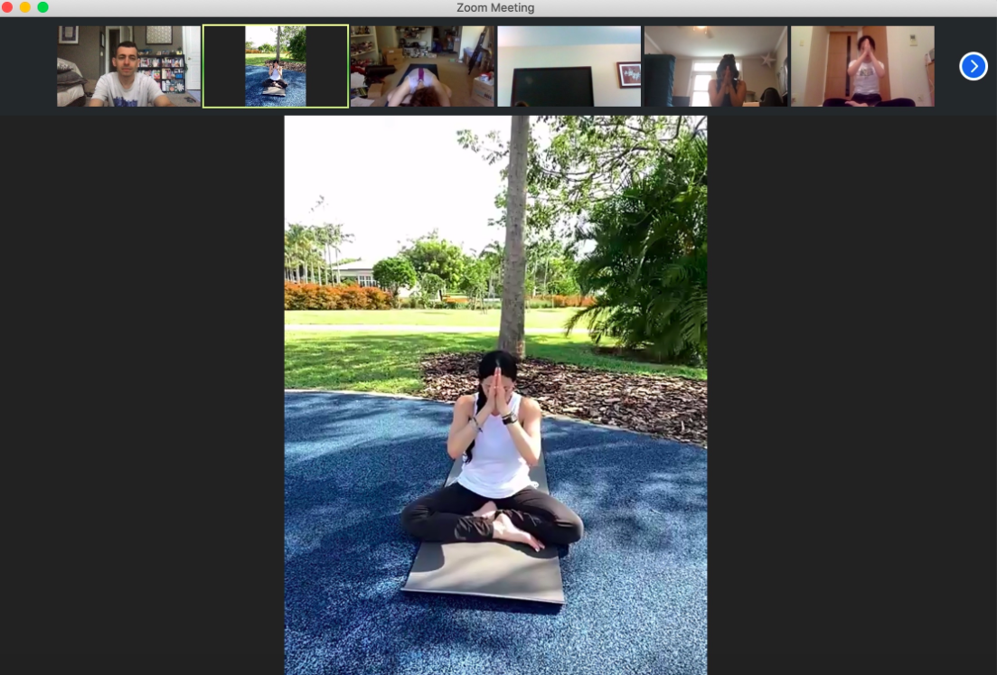 Students virtually attend a yoga session during the recent Georgia Tech Topology Student Workshop. 