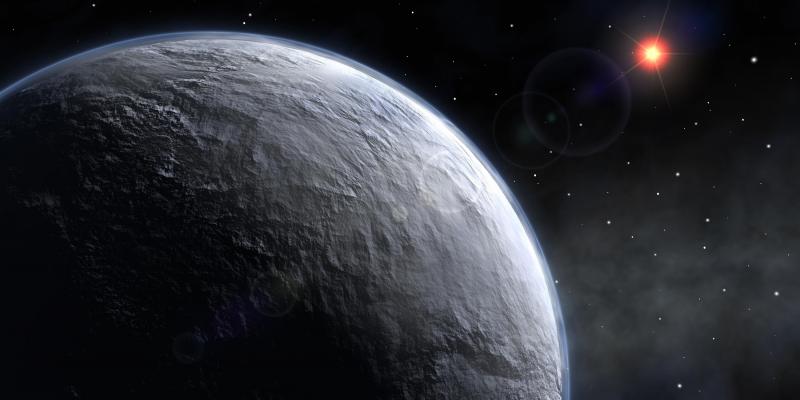 Artist's concept of an ice-covered planet in a distant solar system, resembling what early Earth may have looked like it the right mix of microbial metabolisms and volcanic processes hadn’t warmed the climate. Source: European southern observatory (EXO).
